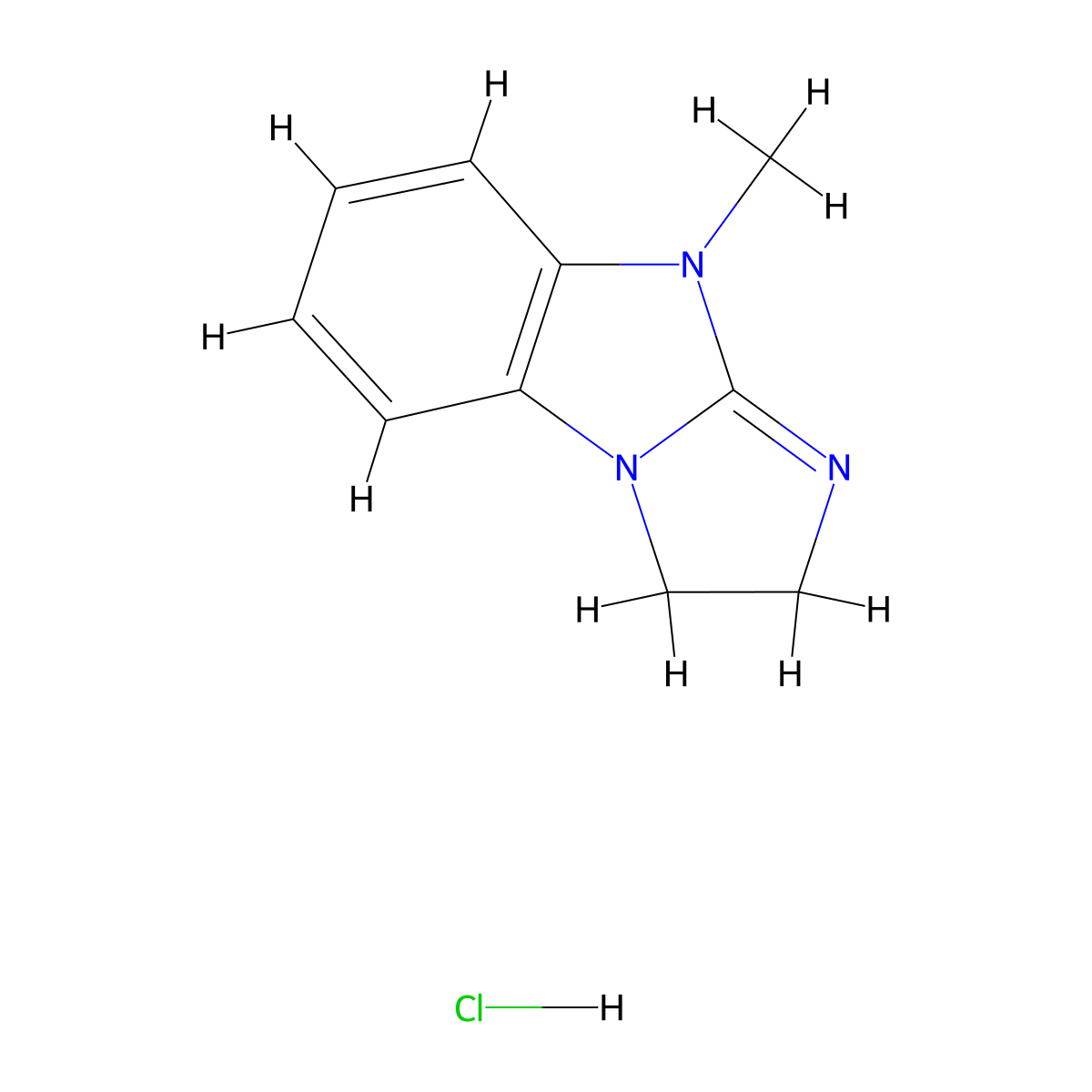 3H-Imidazo(1,2-a)benzimidazole, 2,9-dihydro-9-methyl-, monohydrochloride molecular structure, CAS 109753-62-0