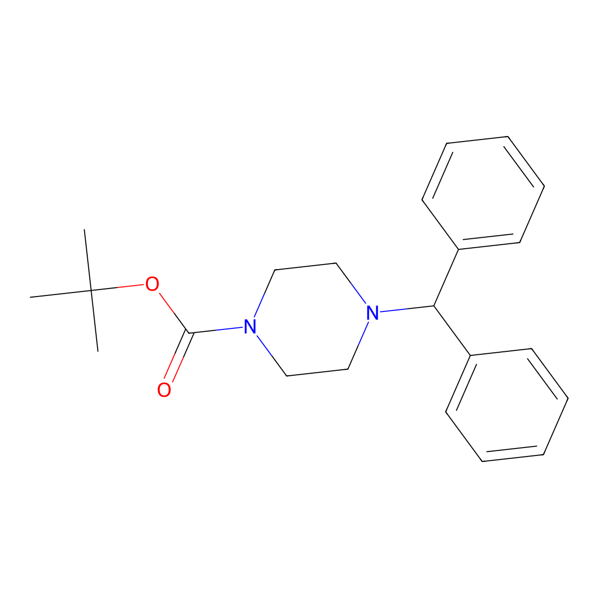 Tert-butyl 4-benzhydrylpiperazine-1-carboxylate molecular structure, CAS 109755-00-2