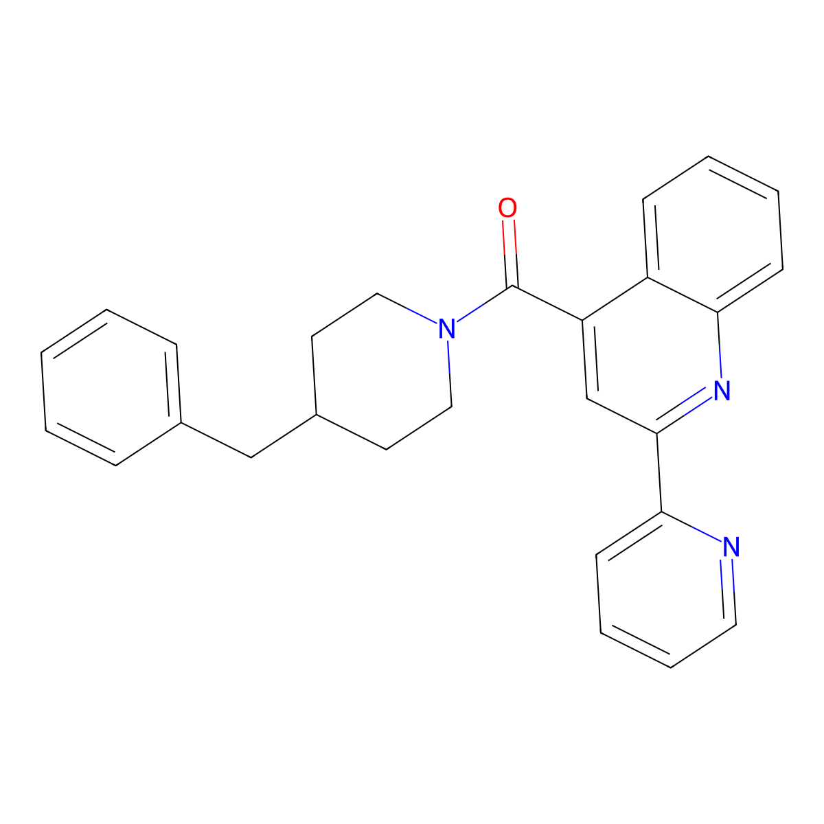 (4-Benzylpiperidino)[2-(2-pyridyl)-4-quinolyl]methanone molecular structure, CAS 1097564-41-4