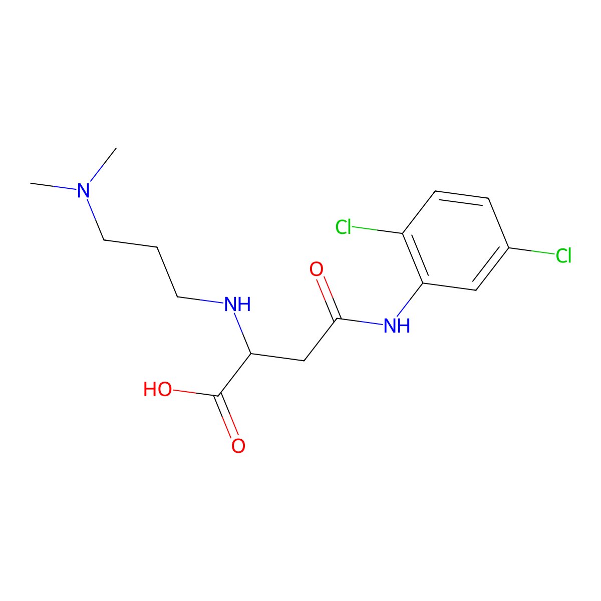 4-((2,5-Dichlorophenyl)amino)-2-((3-(dimethylamino)propyl)amino)-4-oxobutanoic acid molecular structure, CAS 1097616-33-5