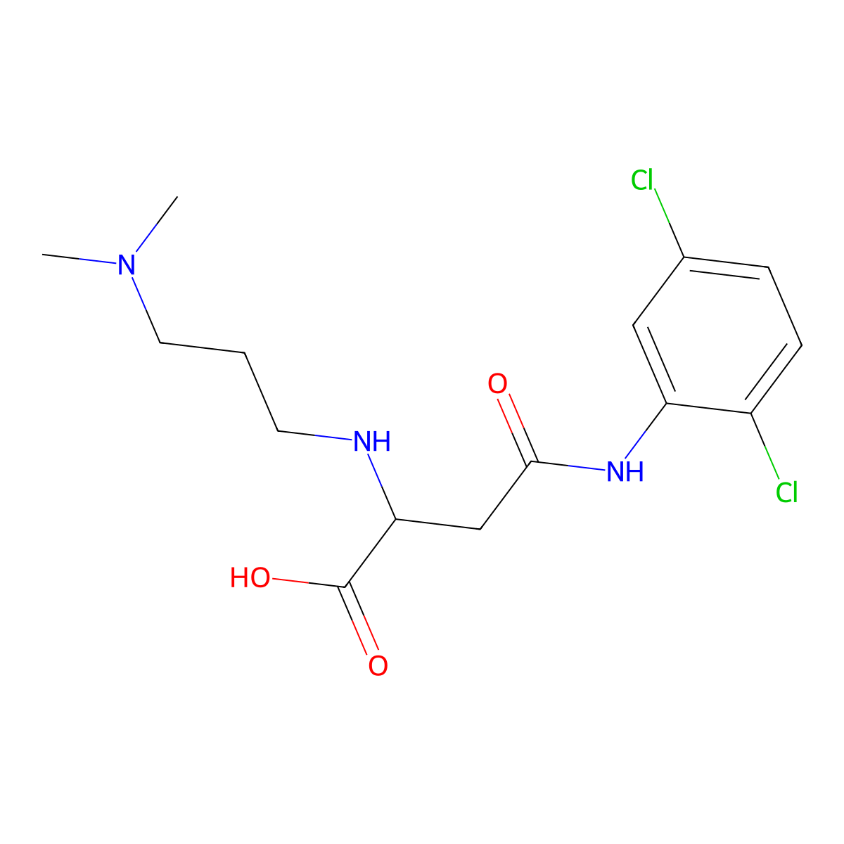 4-((2,5-Dichlorophenyl)amino)-2-((3-(dimethylamino)propyl)amino)-4-oxobutanoic acid molecular structure, CAS 1097616-33-5