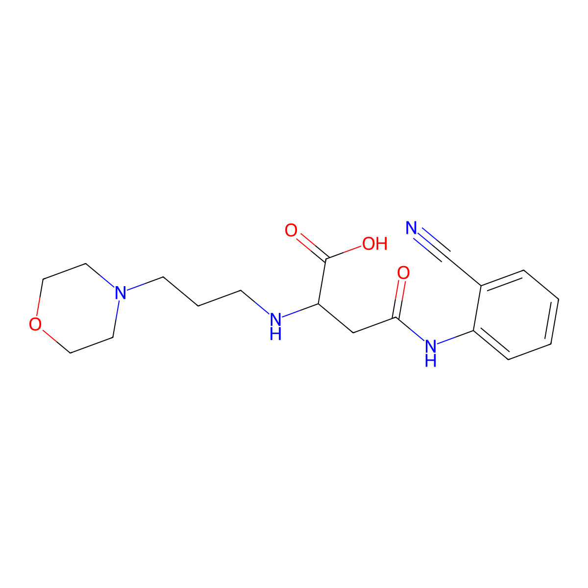 3-[(2-Cyanophenyl)carbamoyl]-2-{[3-(morpholin-4-YL)propyl]amino}propanoic acid molecular structure, CAS 1097616-40-4