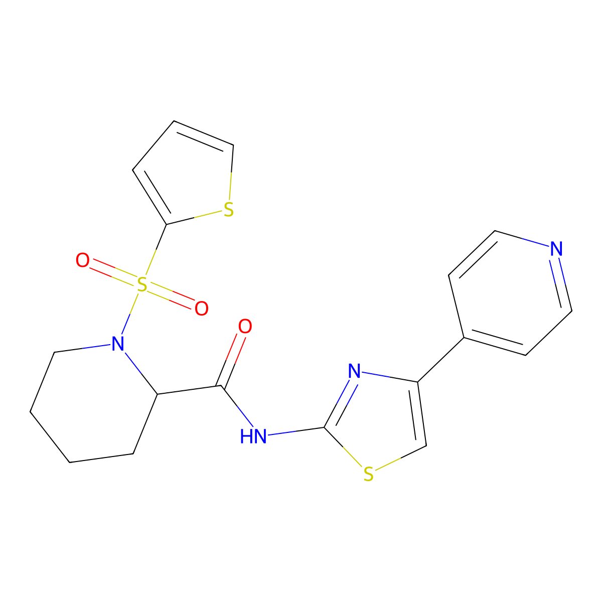 N-(4-(pyridin-4-yl)thiazol-2-yl)-1-(thiophen-2-ylsulfonyl)piperidine-2-carboxamide molecular structure, CAS 1097616-61-9