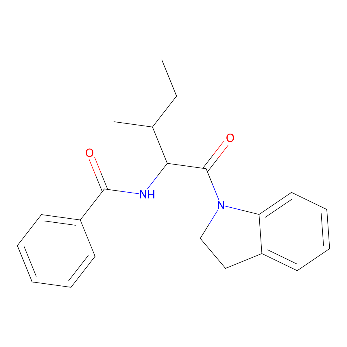 N-[1-(2,3-dihydro-1H-indol-1-yl)-3-methyl-1-oxopentan-2-yl]benzamide molecular structure, CAS 1097624-48-0