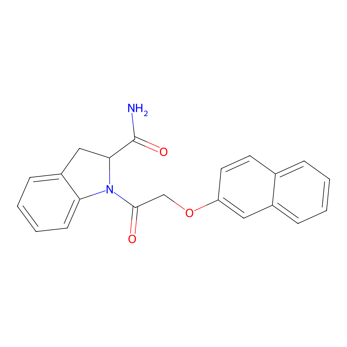 1-(2-(Naphthalen-2-yloxy)acetyl)indoline-2-carboxamide molecular structure, CAS 1097624-71-9