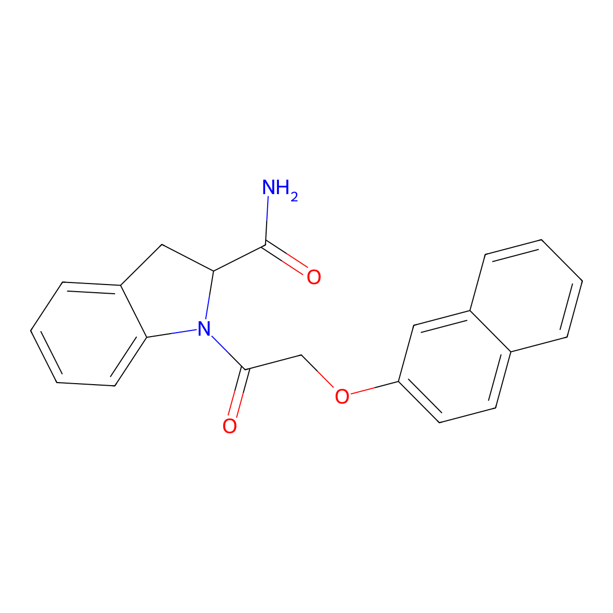 1-(2-(Naphthalen-2-yloxy)acetyl)indoline-2-carboxamide molecular structure, CAS 1097624-71-9