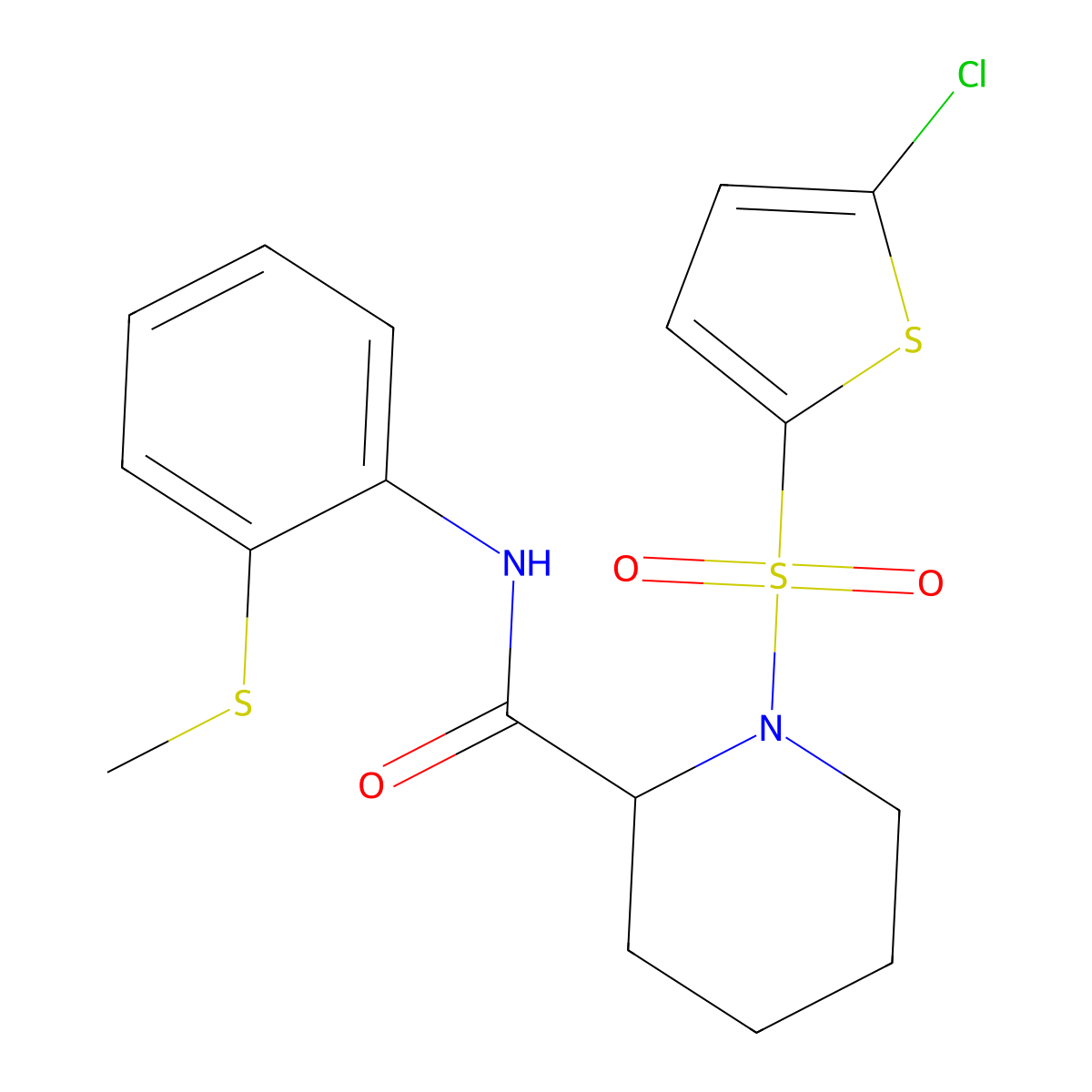 1-((5-chlorothiophen-2-yl)sulfonyl)-N-(2-(methylthio)phenyl)piperidine-2-carboxamide molecular structure, CAS 1097624-75-3