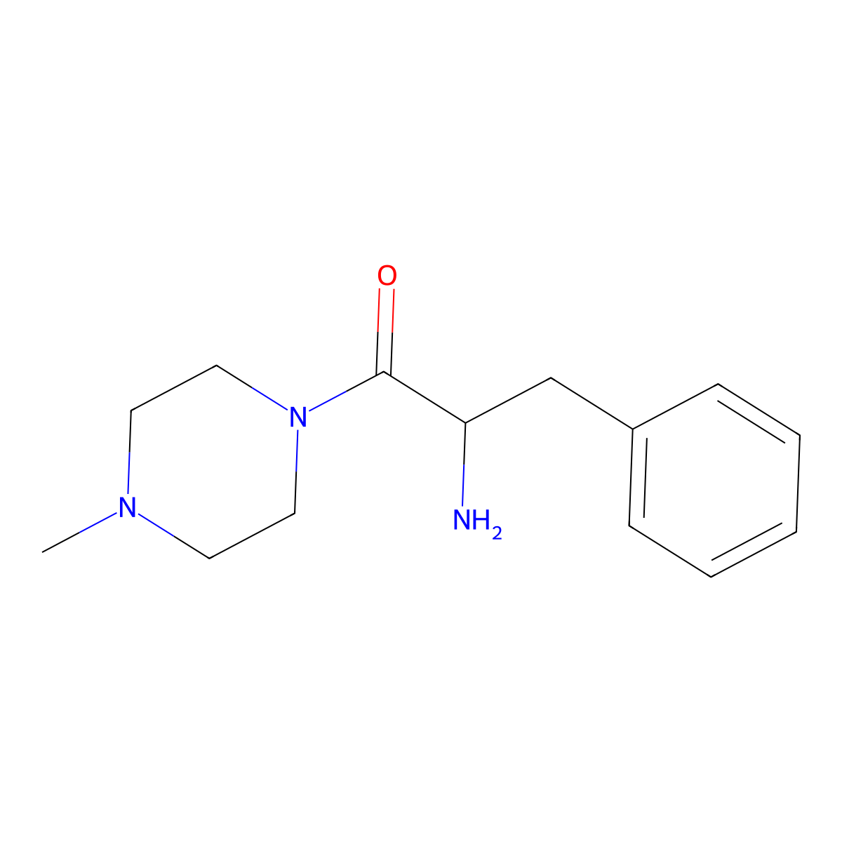 2-Amino-1-(4-methylpiperazin-1-yl)-3-phenylpropan-1-one molecular structure, CAS 1097625-13-2
