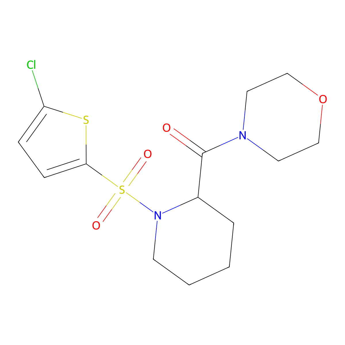 (1-((5-Chlorothiophen-2-yl)sulfonyl)piperidin-2-yl)(morpholino)methanone molecular structure, CAS 1097625-37-0