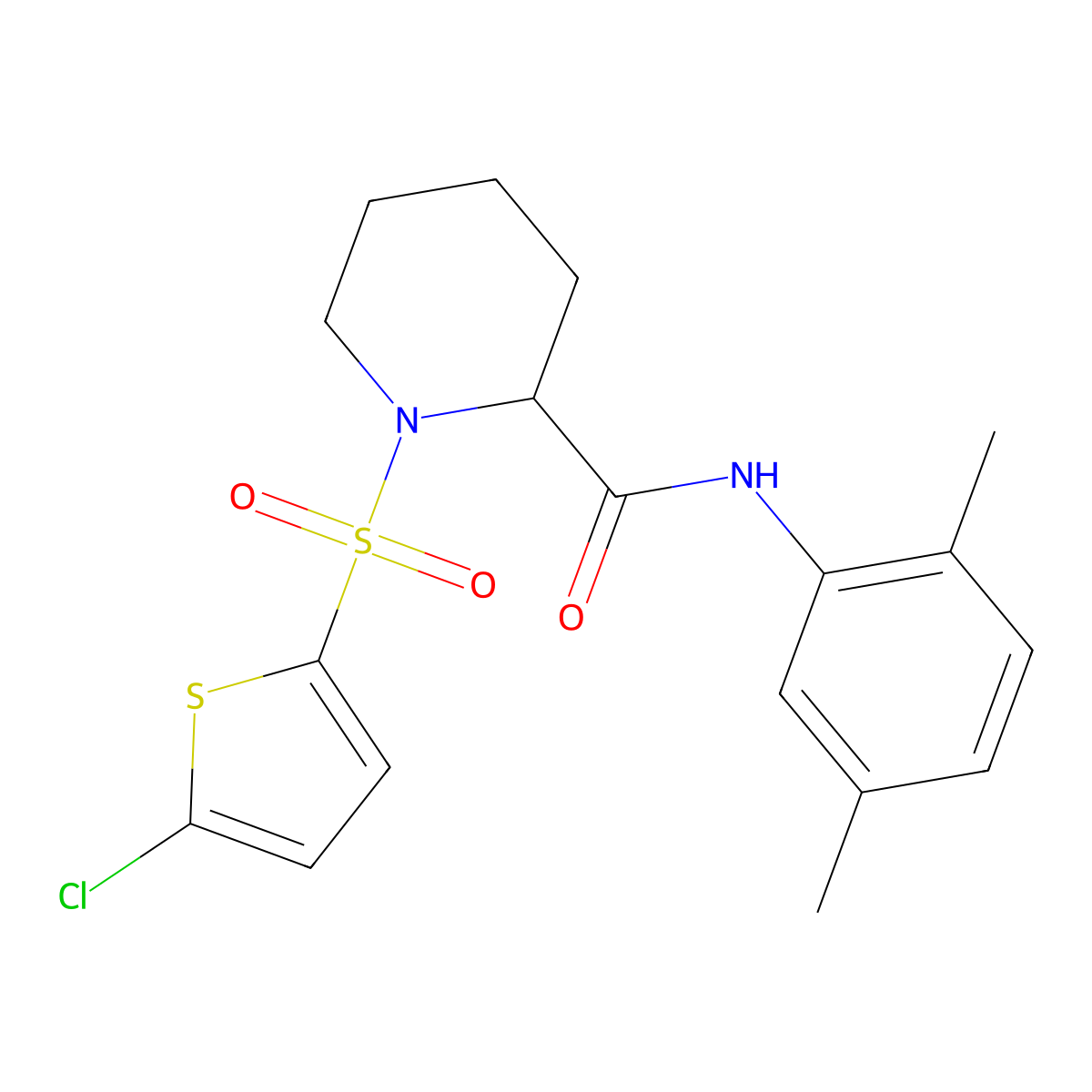 1-((5-chlorothiophen-2-yl)sulfonyl)-N-(2,5-dimethylphenyl)piperidine-2-carboxamide molecular structure, CAS 1097625-39-2