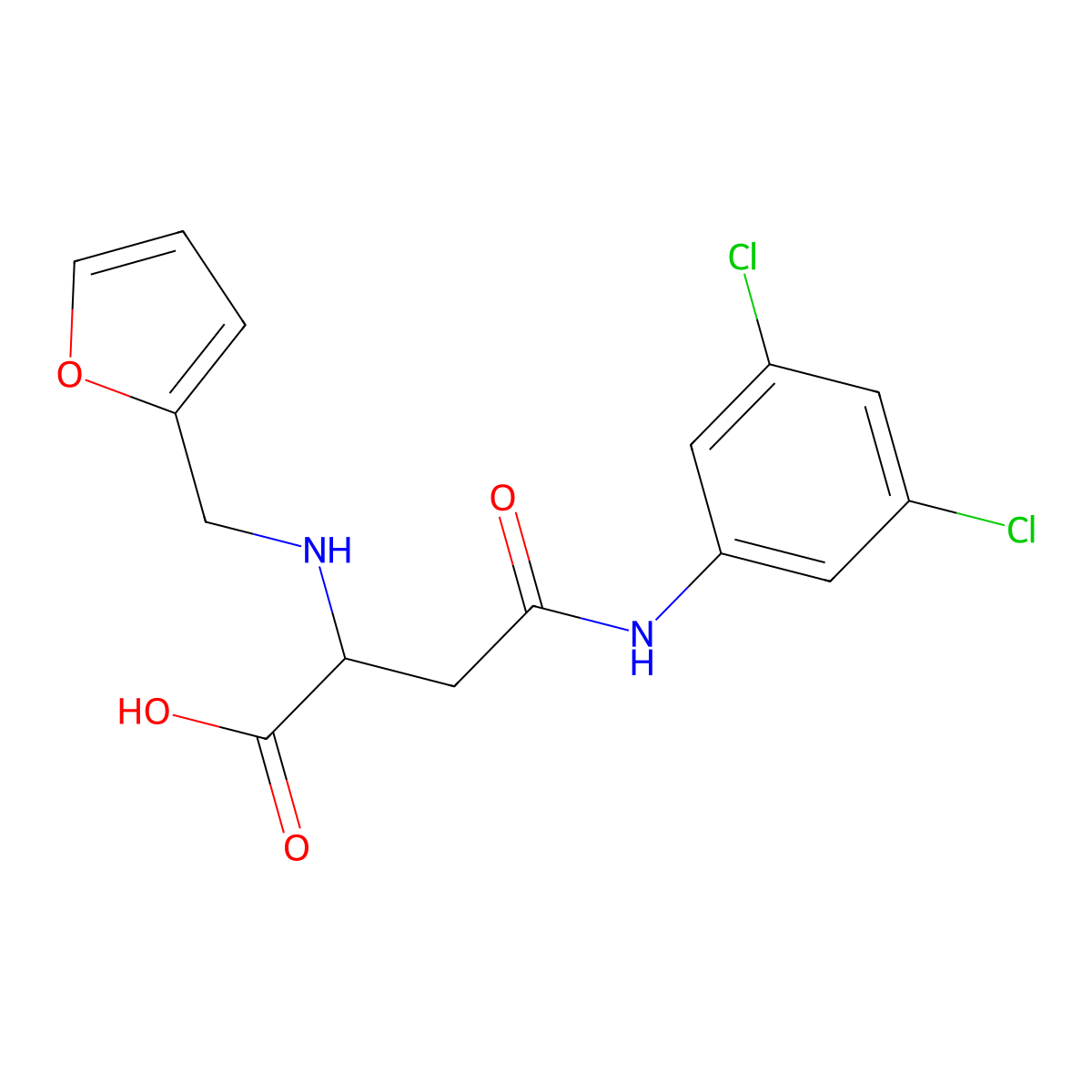 4-((3,5-Dichlorophenyl)amino)-2-((furan-2-ylmethyl)amino)-4-oxobutanoic acid molecular structure, CAS 1097637-53-0