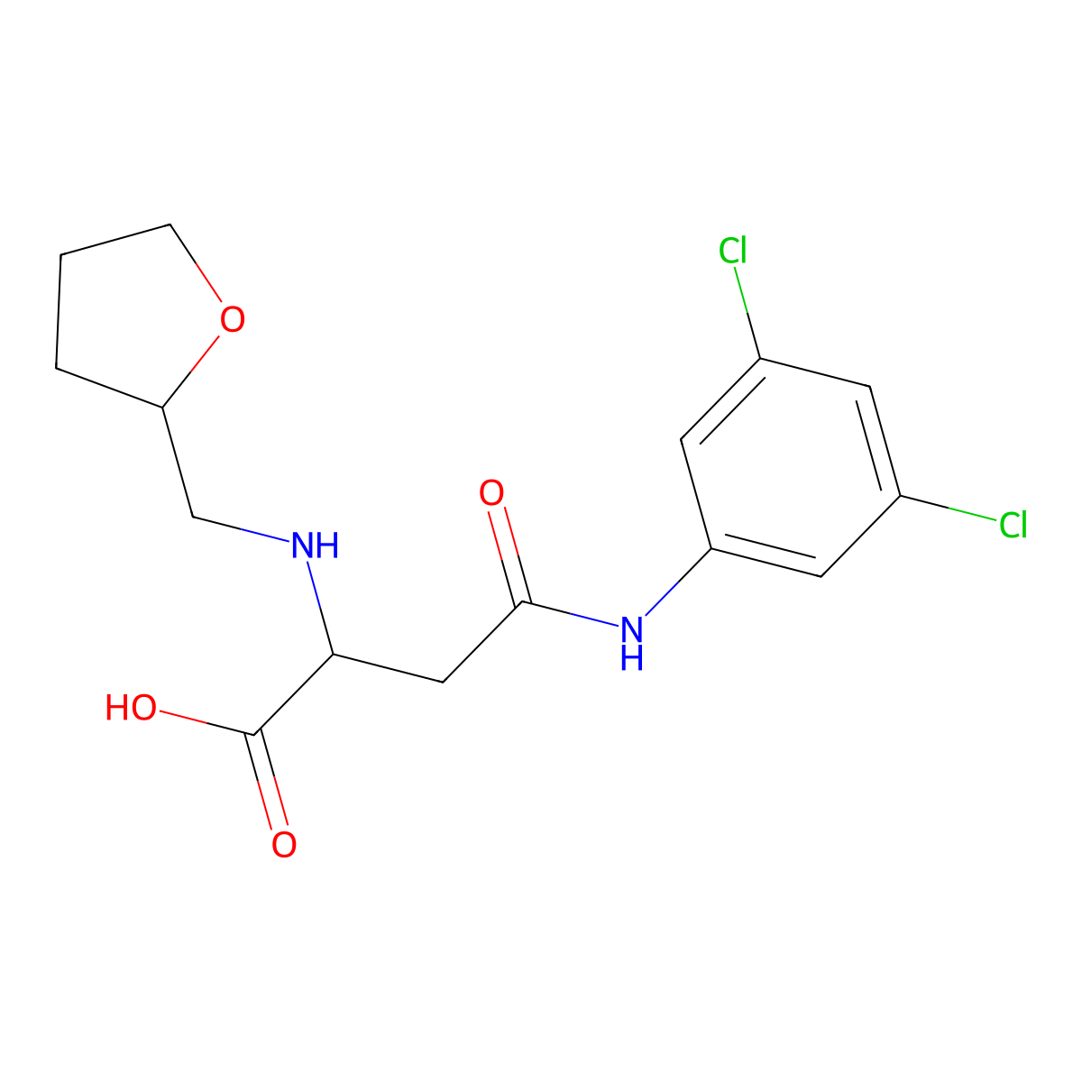 4-((3,5-Dichlorophenyl)amino)-4-oxo-2-(((tetrahydrofuran-2-yl)methyl)amino)butanoic acid molecular structure, CAS 1097637-54-1