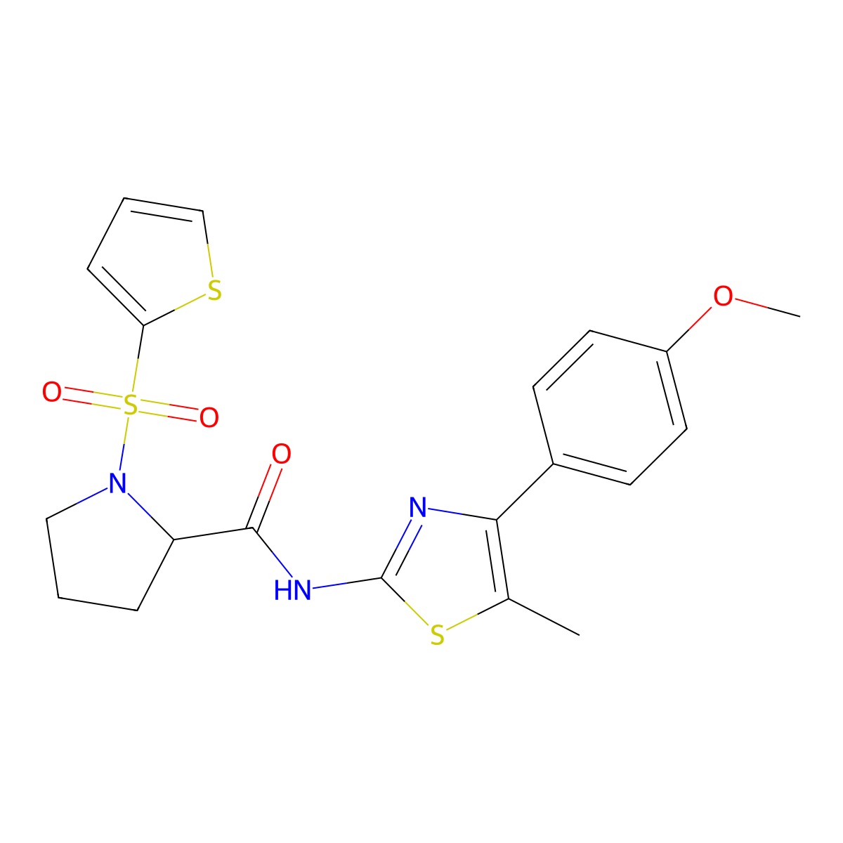 N-[4-(4-methoxyphenyl)-5-methyl-1,3-thiazol-2-yl]-1-(thiophene-2-sulfonyl)pyrrolidine-2-carboxamide molecular structure, CAS 1097638-86-2