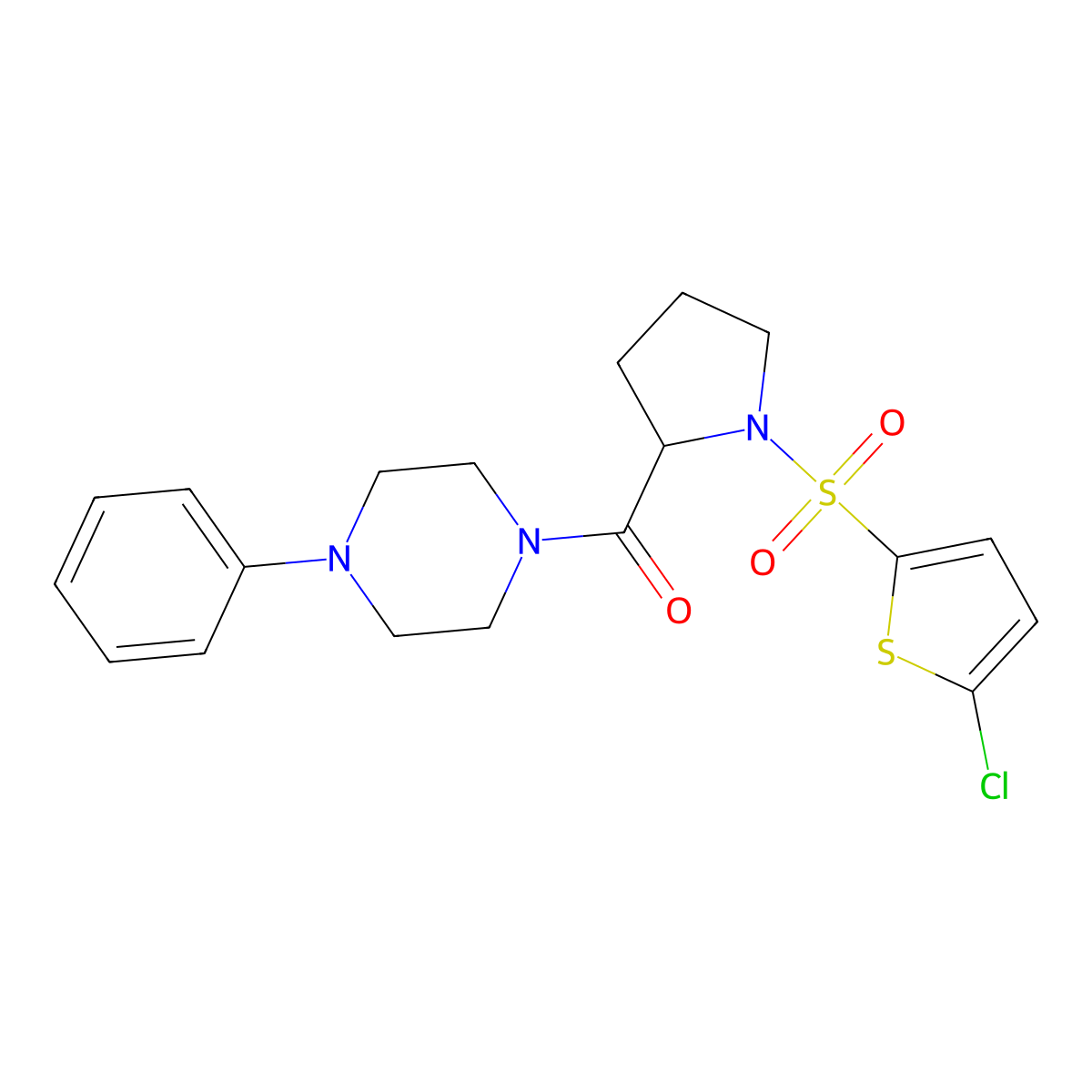 1-{1-[(5-Chlorothiophen-2-yl)sulfonyl]pyrrolidine-2-carbonyl}-4-phenylpiperazine molecular structure, CAS 1097639-00-3