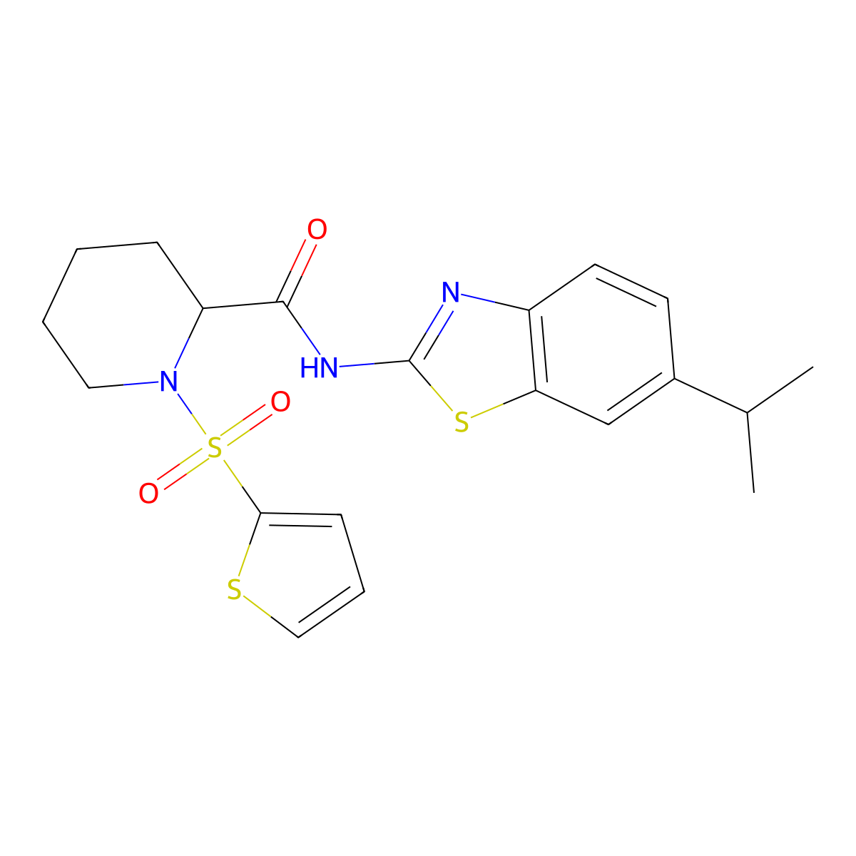 N-(6-isopropylbenzo[d]thiazol-2-yl)-1-(thiophen-2-ylsulfonyl)piperidine-2-carboxamide molecular structure, CAS 1097639-47-8