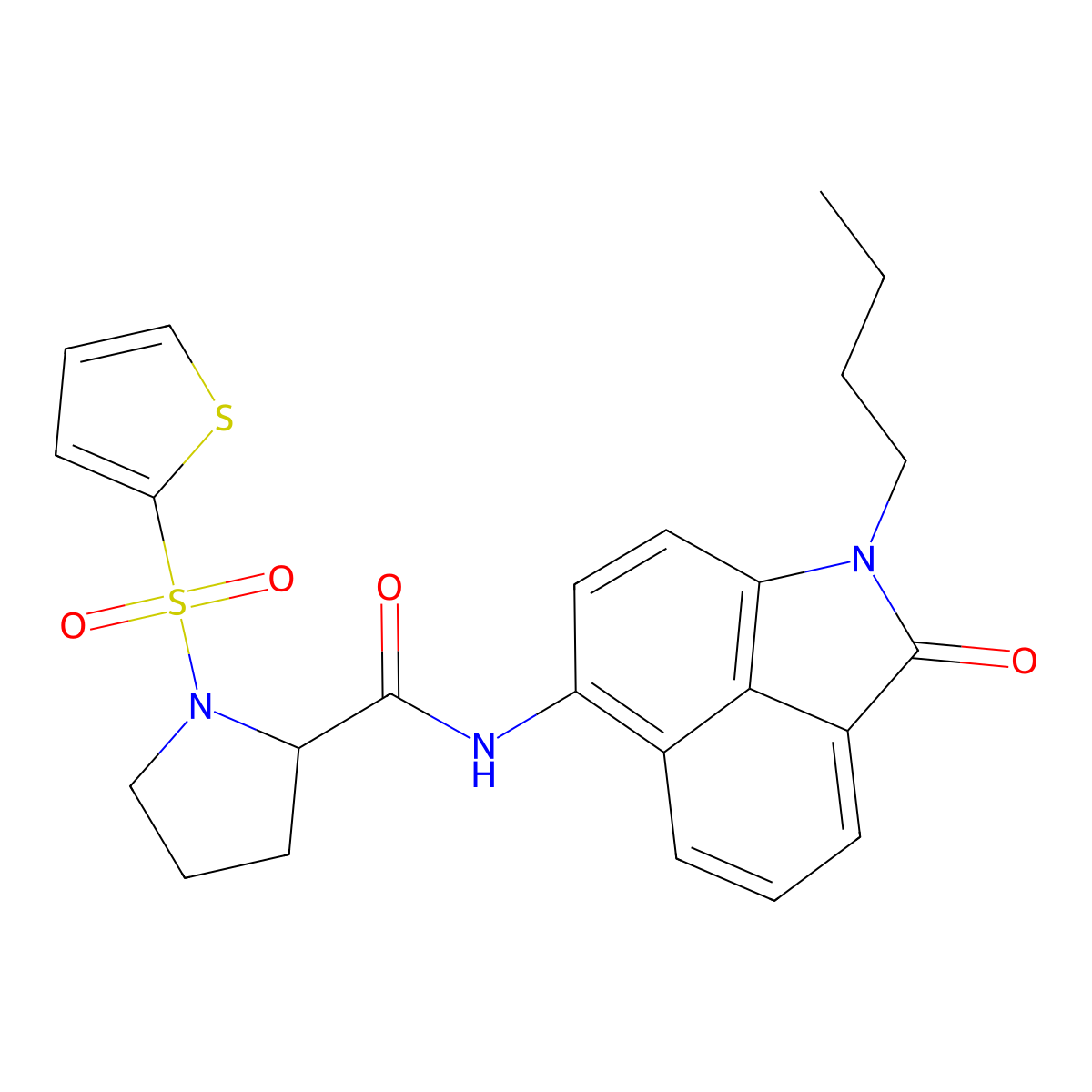 N-(1-butyl-2-oxo-1,2-dihydrobenzo[cd]indol-6-yl)-1-(thiophen-2-ylsulfonyl)pyrrolidine-2-carboxamide molecular structure, CAS 1097651-00-7