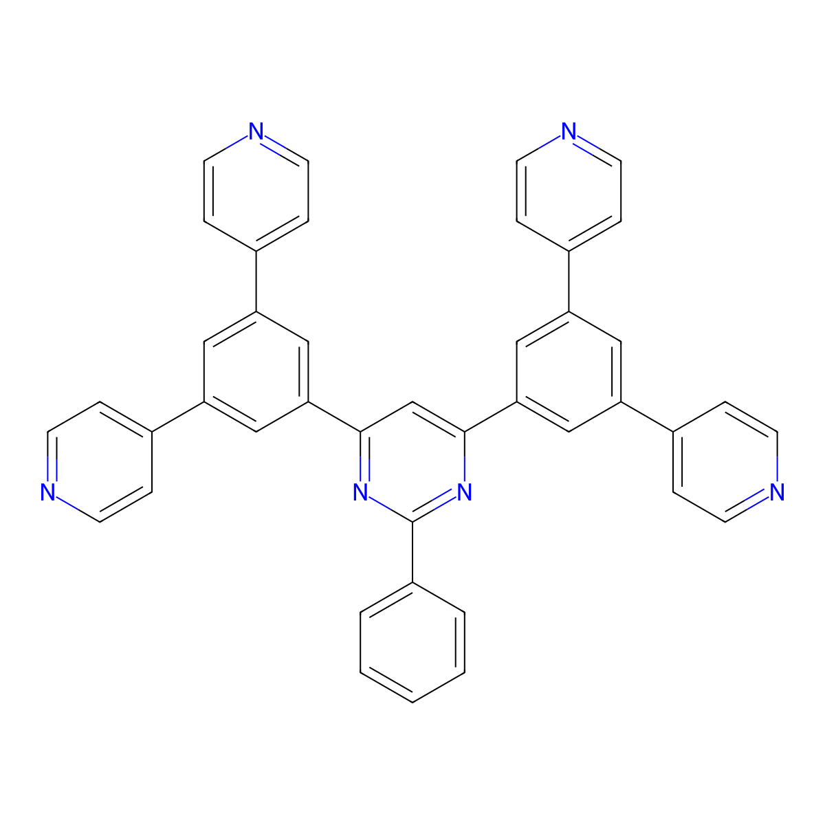 4,6-Bis(3,5-di(pyridin-4-yl)phenyl)-2-phenylpyrimidine molecular structure, CAS 1097652-83-9