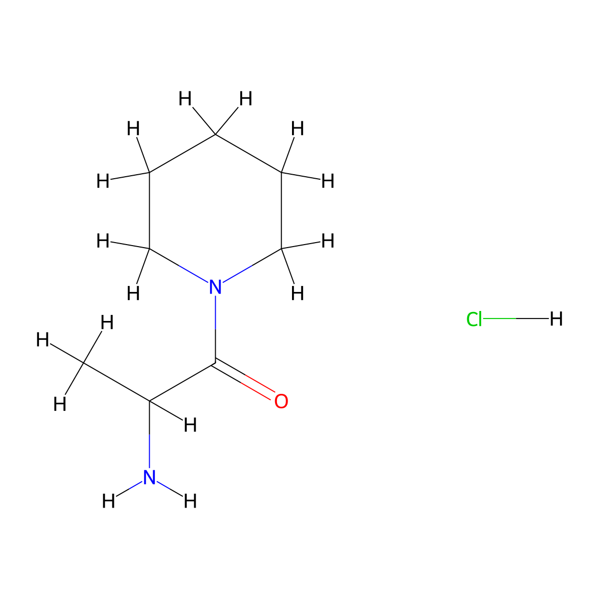 2-Amino-1-(1-piperidinyl)-1-propanone hydrochloride molecular structure, CAS 1097653-04-7