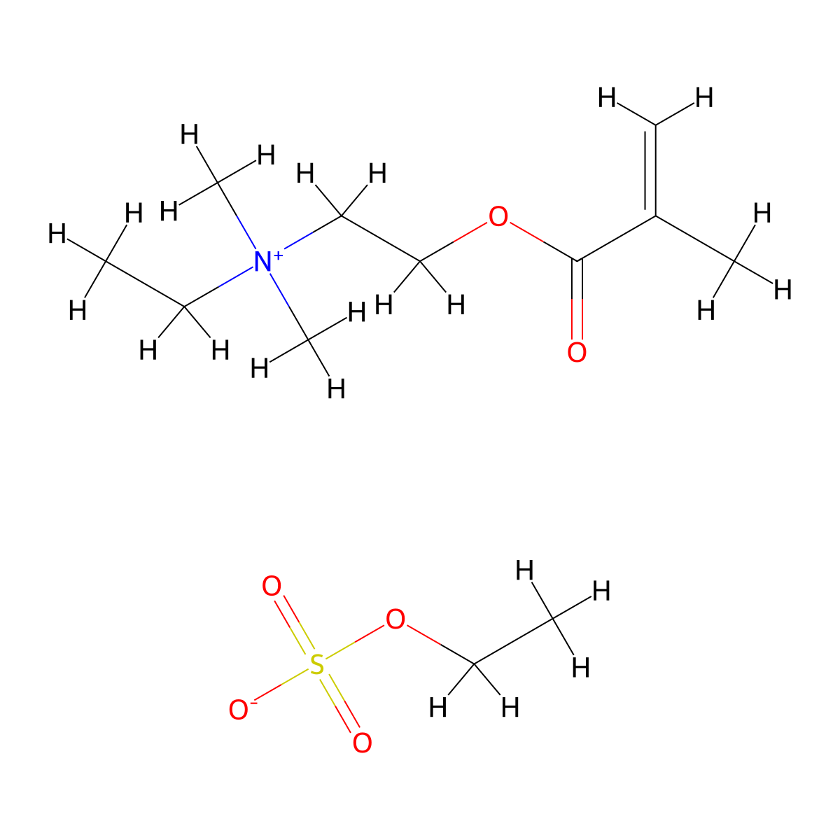 Ethanaminium, N-ethyl-N,N-dimethyl-2-((2-methyl-1-oxo-2-propen-1-yl)oxy)-, ethyl sulfate (1:1) molecular structure, CAS 109770-16-3