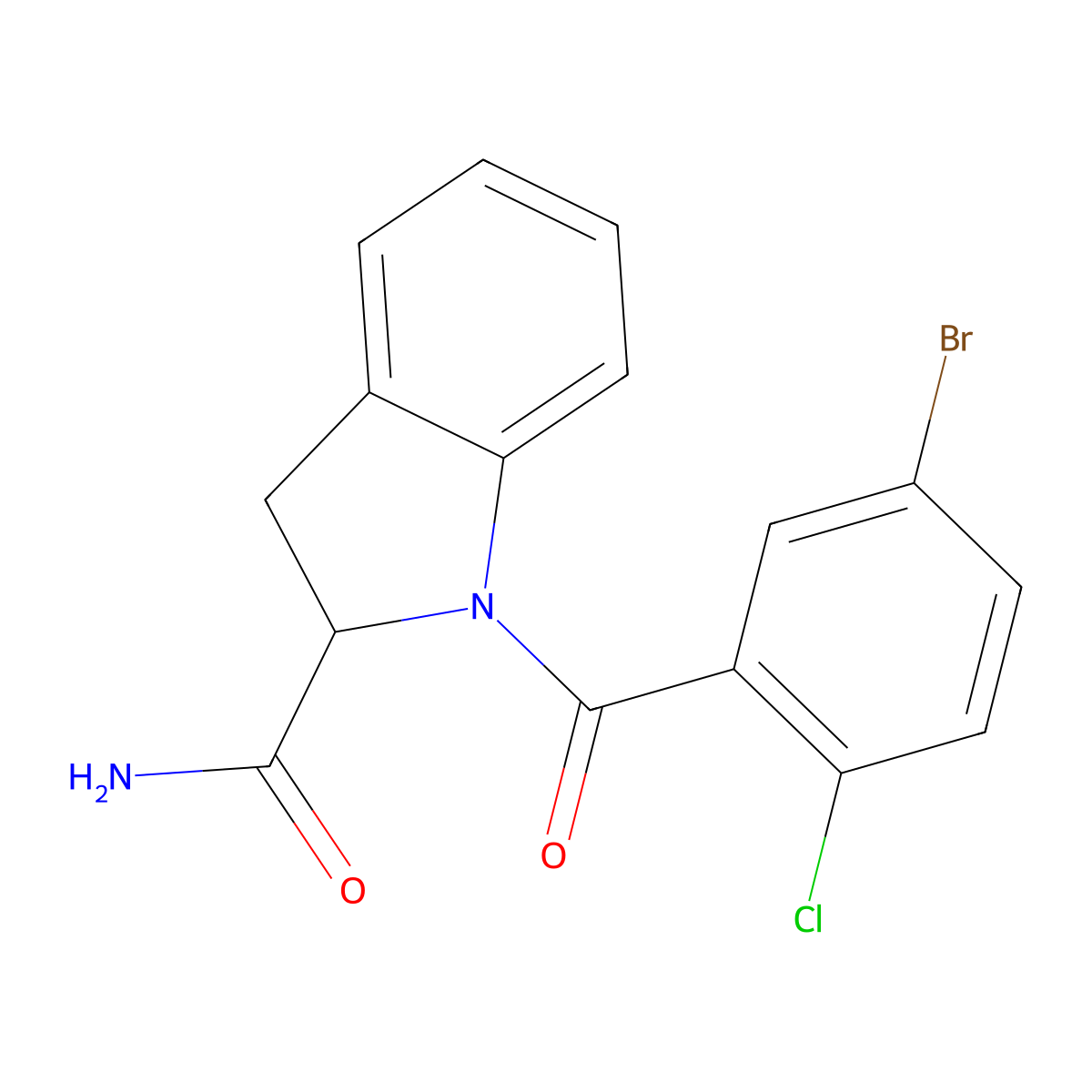 1-(5-Bromo-2-chlorobenzoyl)indoline-2-carboxamide molecular structure, CAS 1097723-46-0