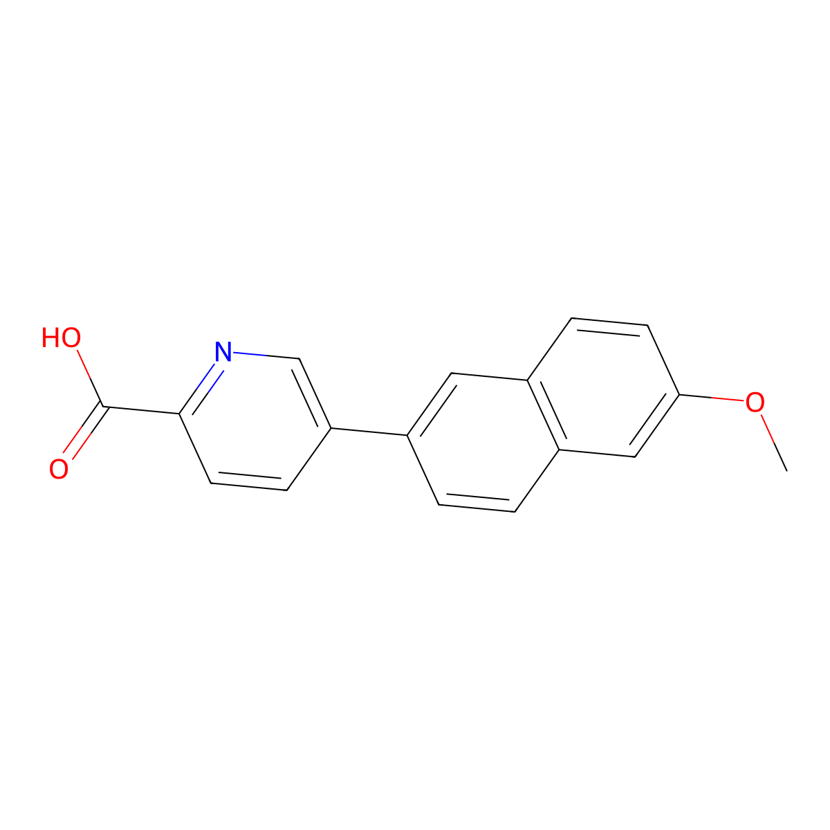 5-[6-(Methyloxy)-2-naphthalenyl]-2-pyridinecarboxylic acid molecular structure, CAS 1097777-01-9