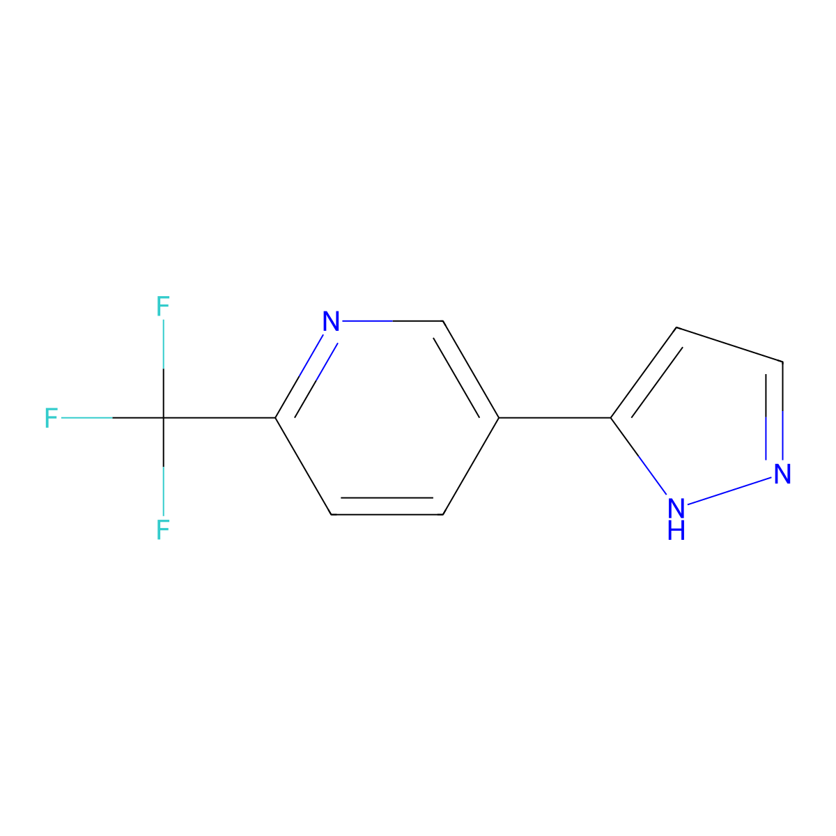 5-(1H-pyrazol-5-yl)-2-(trifluoromethyl)pyridine molecular structure, CAS 1097778-72-7