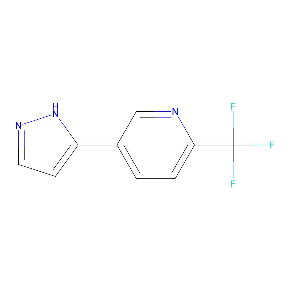 5-(1H-pyrazol-5-yl)-2-(trifluoromethyl)pyridine molecular structure, CAS 1097778-72-7