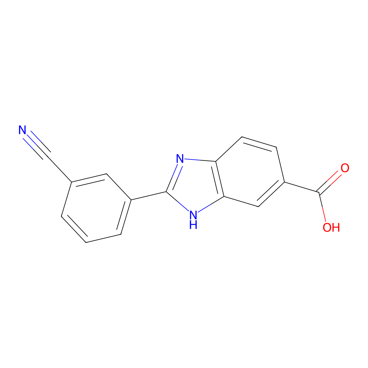 2-(3-Cyanophenyl)-1H-benzo[d]imidazole-6-carboxylic acid molecular structure, CAS 1097783-82-8