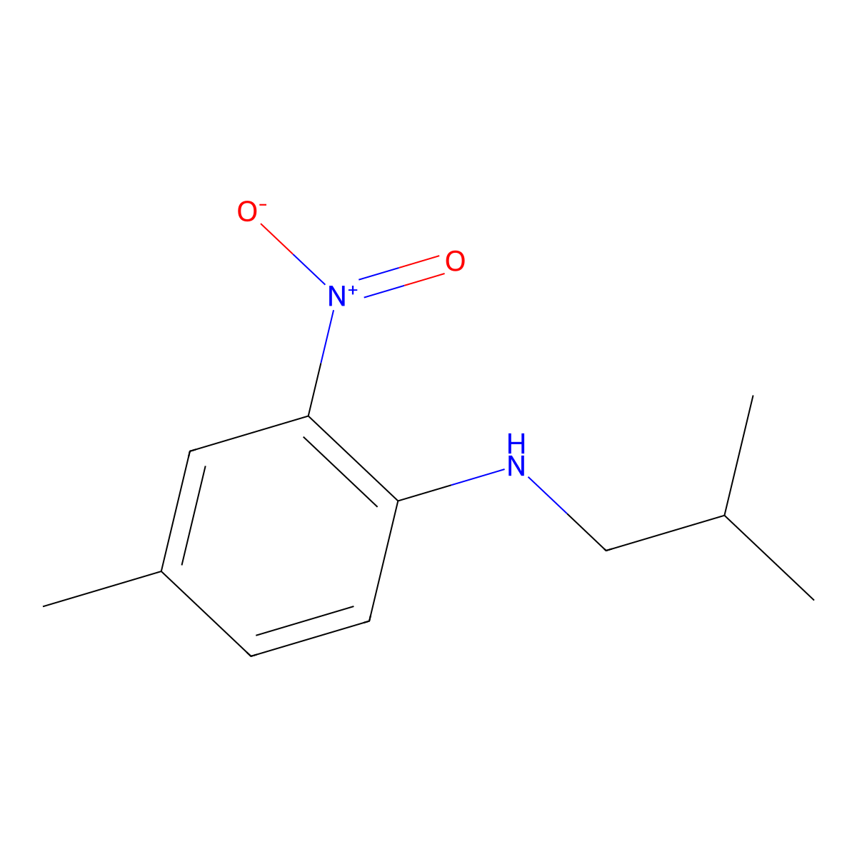 4-Methyl-N-(2-methylpropyl)-2-nitroaniline molecular structure, CAS 1097784-61-6
