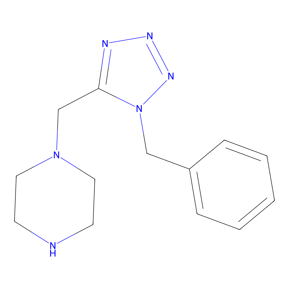 1-[(1-benzyl-1H-1,2,3,4-tetrazol-5-yl)methyl]piperazine molecular structure, CAS 1097786-23-6