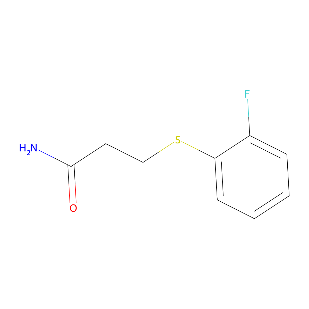 3-[(2-Fluorophenyl)sulfanyl]propanamide molecular structure, CAS 1097789-62-2