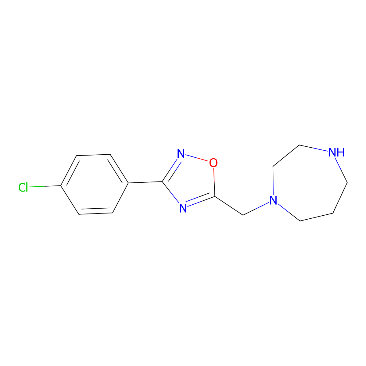 1-{[3-(4-Chlorophenyl)-1,2,4-oxadiazol-5-yl]methyl}-1,4-diazepane molecular structure, CAS 1097791-32-6