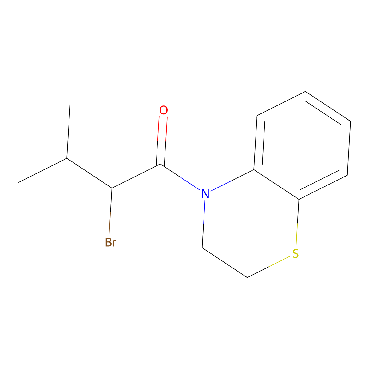 2-bromo-1-(3,4-dihydro-2H-1,4-benzothiazin-4-yl)-3-methylbutan-1-one molecular structure, CAS 1097794-82-5