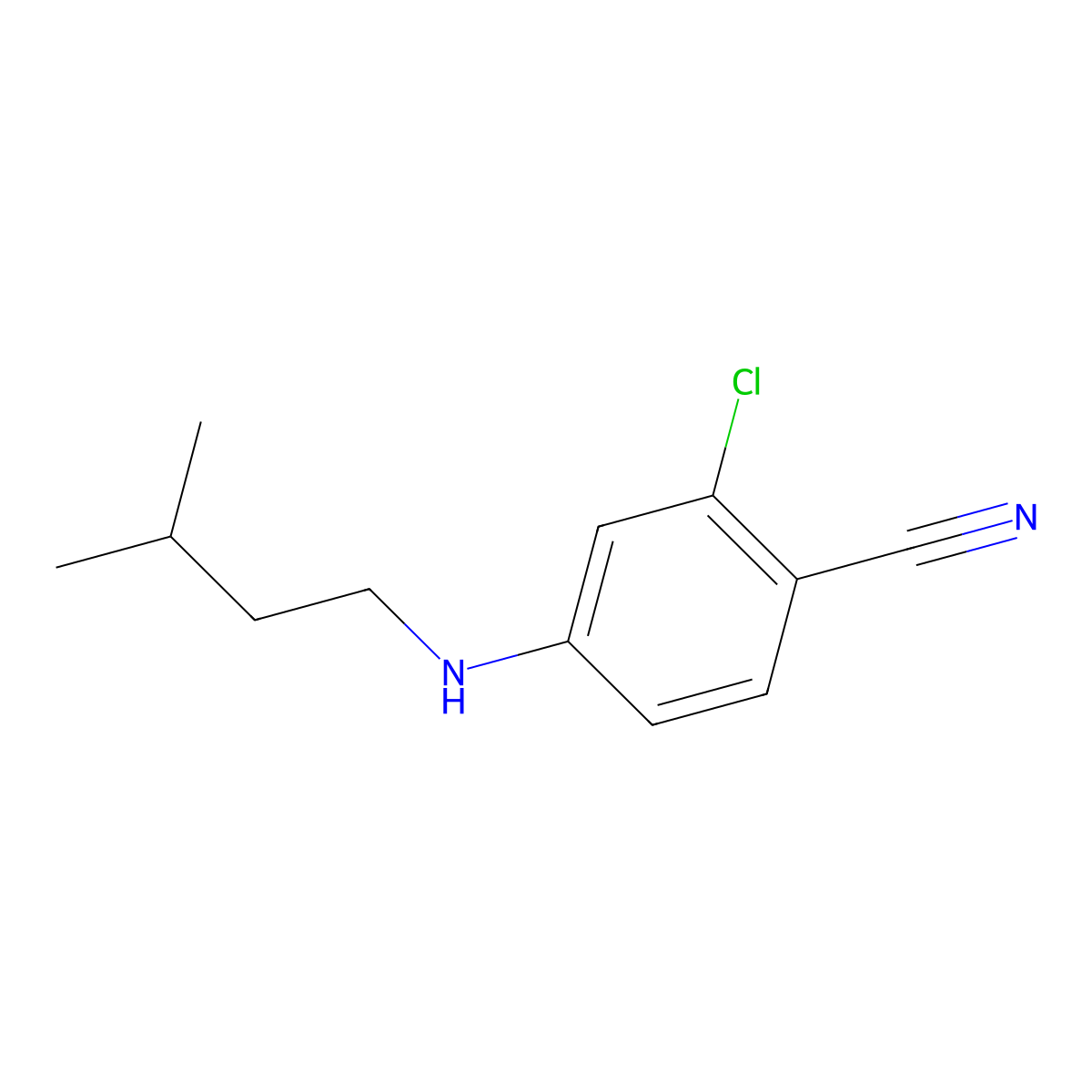 2-Chloro-4-[(3-methylbutyl)amino]benzonitrile molecular structure, CAS 1097795-67-9
