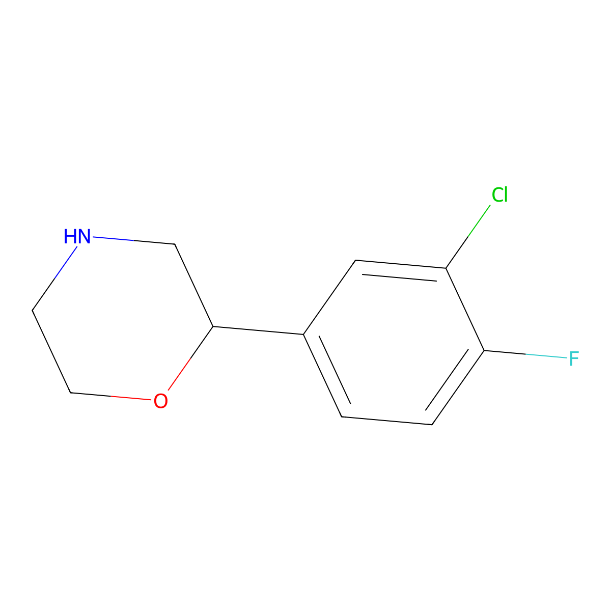2-(3-Chloro-4-fluorophenyl)morpholine molecular structure, CAS 1097796-68-3