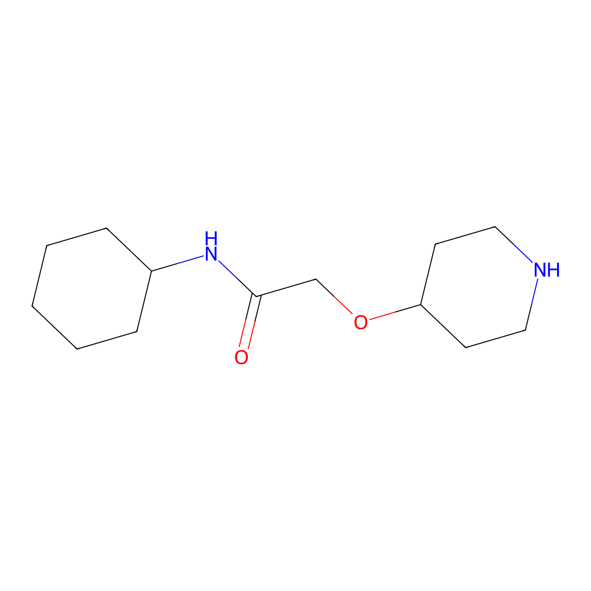 N-Cyclohexyl-2-(piperidin-4-yloxy)acetamide molecular structure, CAS 1097798-10-1