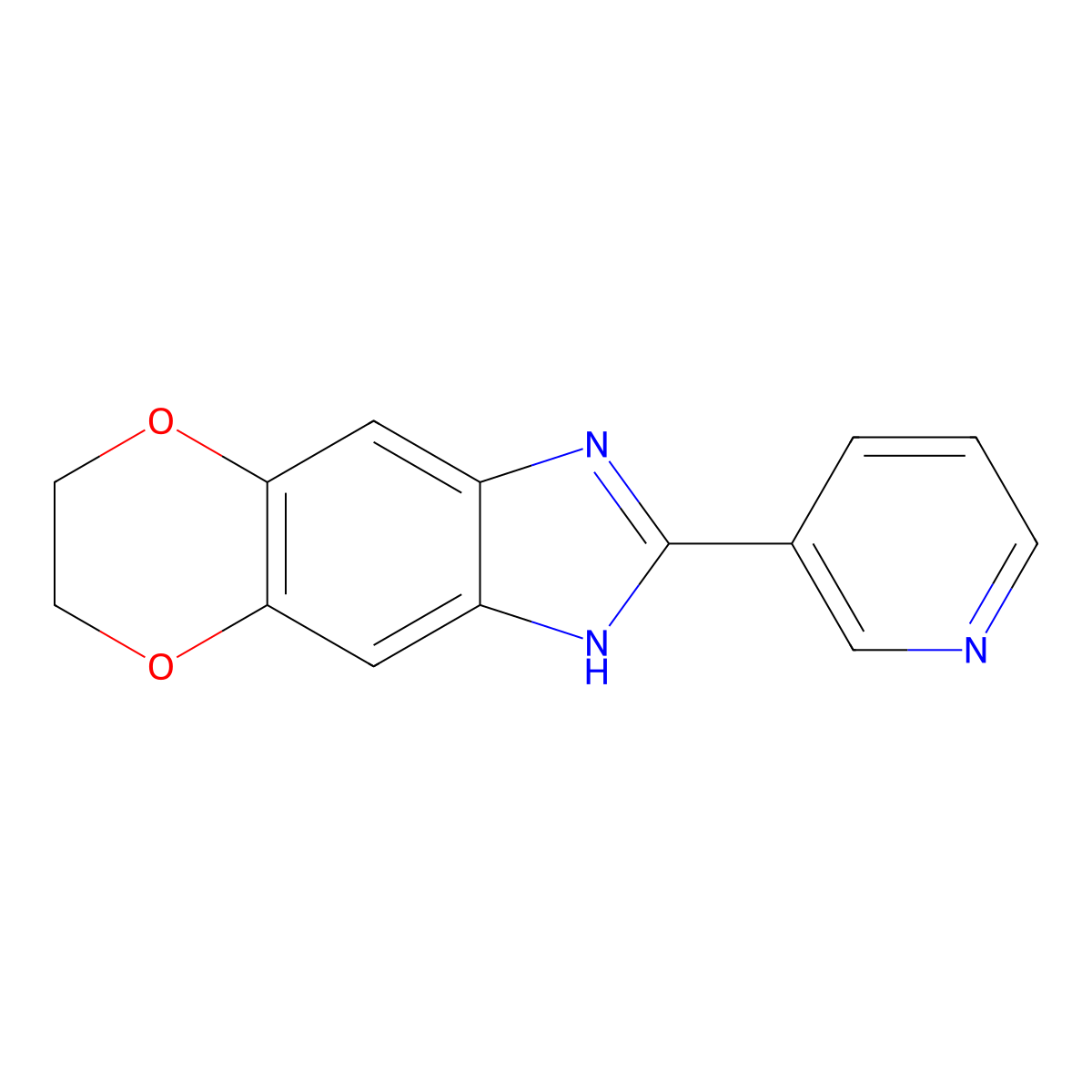 5-(Pyridin-3-yl)-10,13-dioxa-4,6-diazatricyclo[7.4.0.0,3,7]trideca-1(9),2,4,7-tetraene molecular structure, CAS 1097798-66-7
