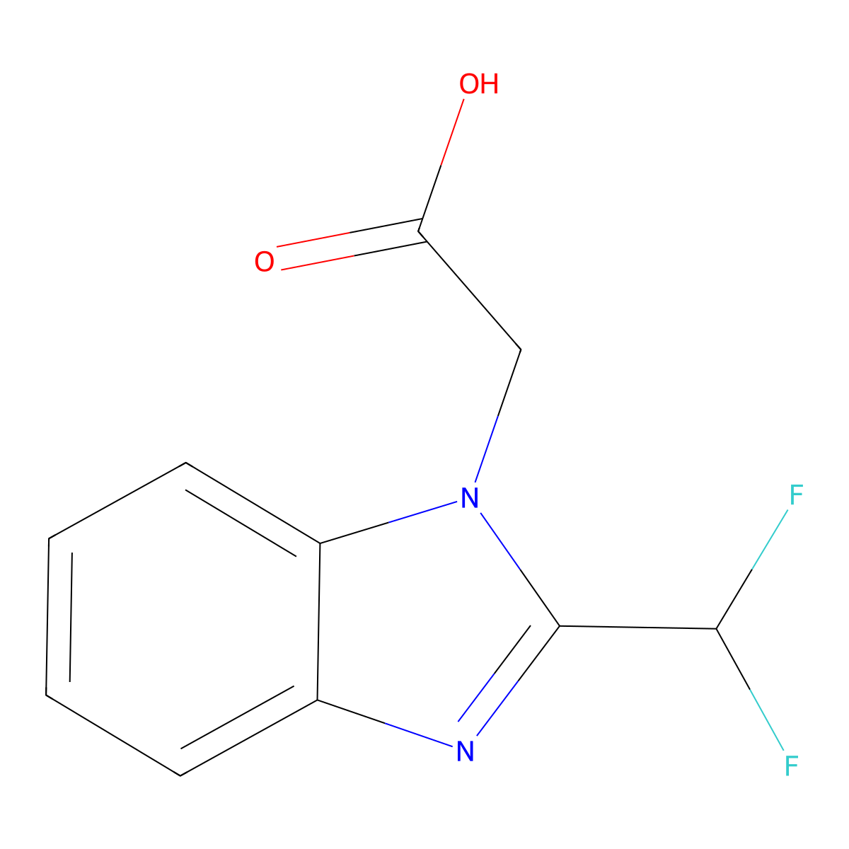 2-[2-(difluoromethyl)-1H-1,3-benzodiazol-1-yl]acetic acid molecular structure, CAS 1097799-62-6