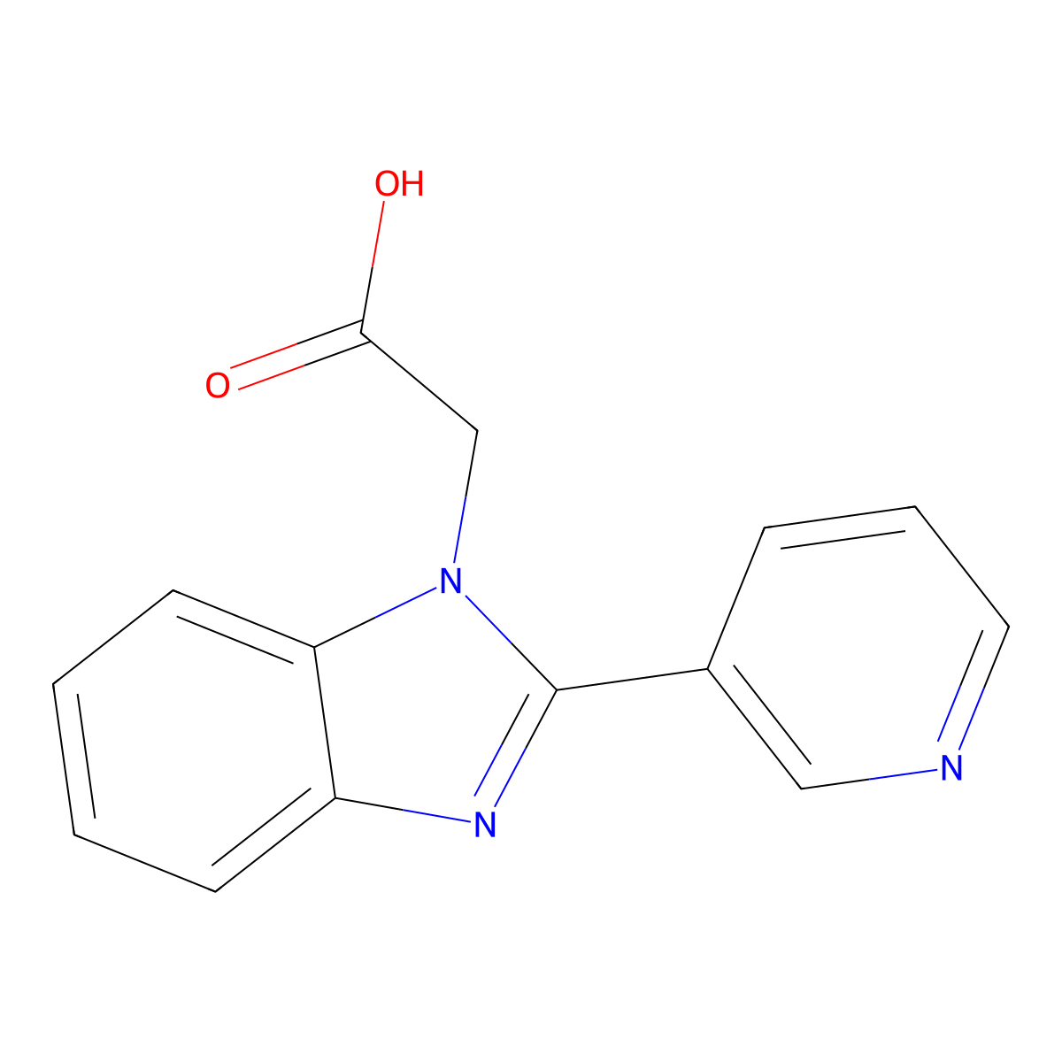 (2-pyridin-3-yl-1H-benzimidazol-1-yl)acetic acid molecular structure, CAS 1097801-29-0