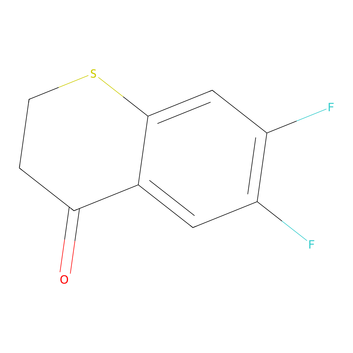 6,7-difluoro-3,4-dihydro-2H-1-benzothiopyran-4-one molecular structure, CAS 1097802-78-2