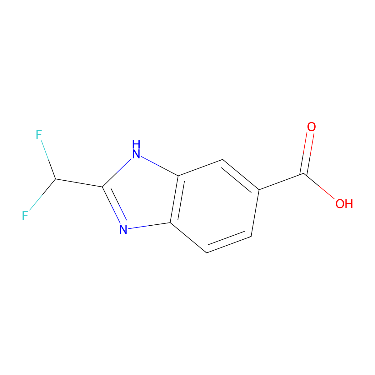 2-(difluoromethyl)-1H-1,3-benzodiazole-5-carboxylic acid molecular structure, CAS 1097804-95-9