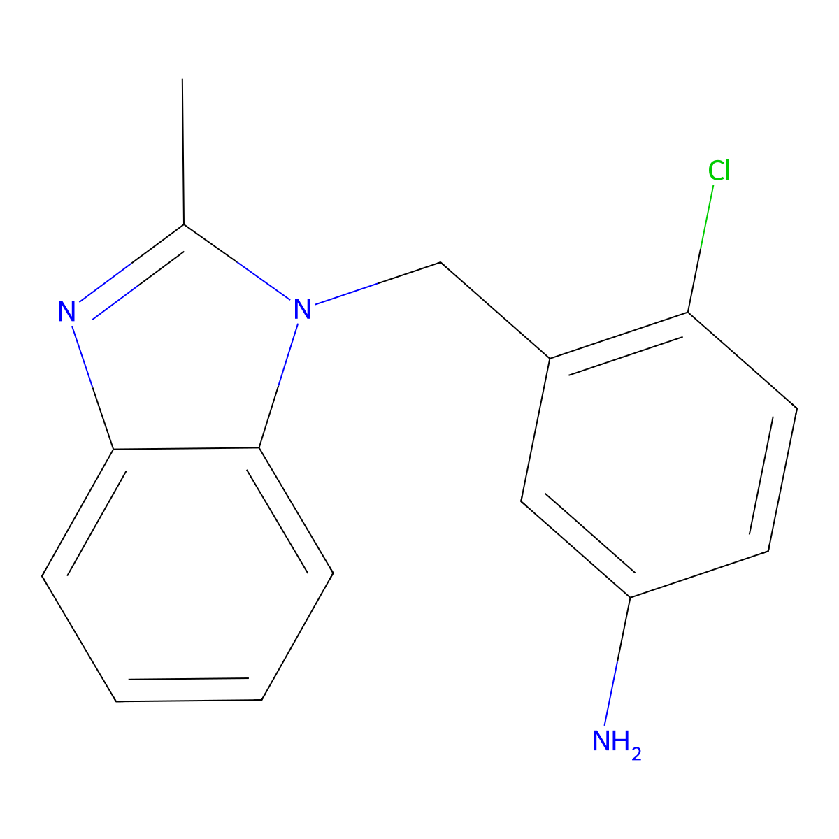 4-chloro-3-[(2-methyl-1H-1,3-benzodiazol-1-yl)methyl]aniline molecular structure, CAS 1097805-12-3