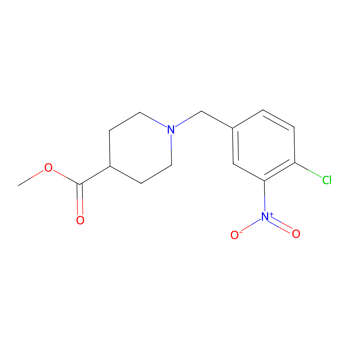 Methyl 1-(4-chloro-3-nitrobenzyl)piperidine-4-carboxylate molecular structure, CAS 1097811-09-0