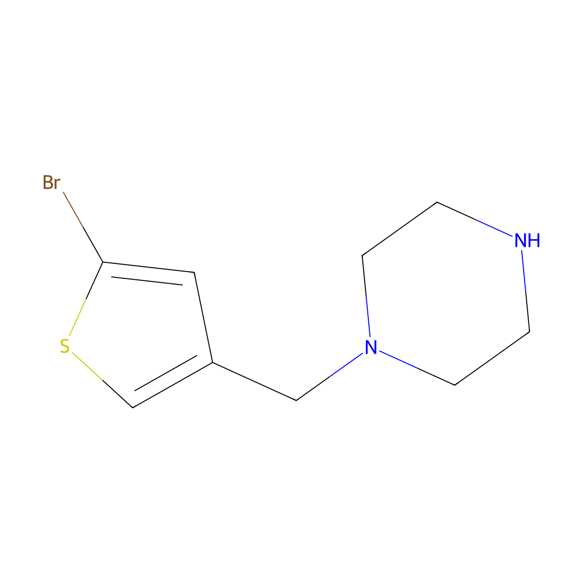 1-((5-Bromothiophen-3-yl)methyl)piperazine molecular structure, CAS 1097812-02-6