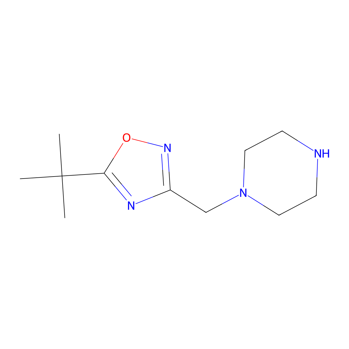 1-[(5-tert-Butyl-1,2,4-oxadiazol-3-yl)methyl]piperazine molecular structure, CAS 1097812-06-0