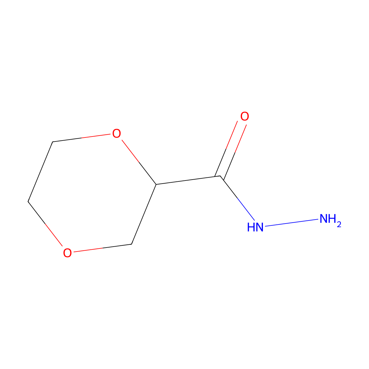 1,4-Dioxane-2-carbohydrazide molecular structure, CAS 1097812-58-2