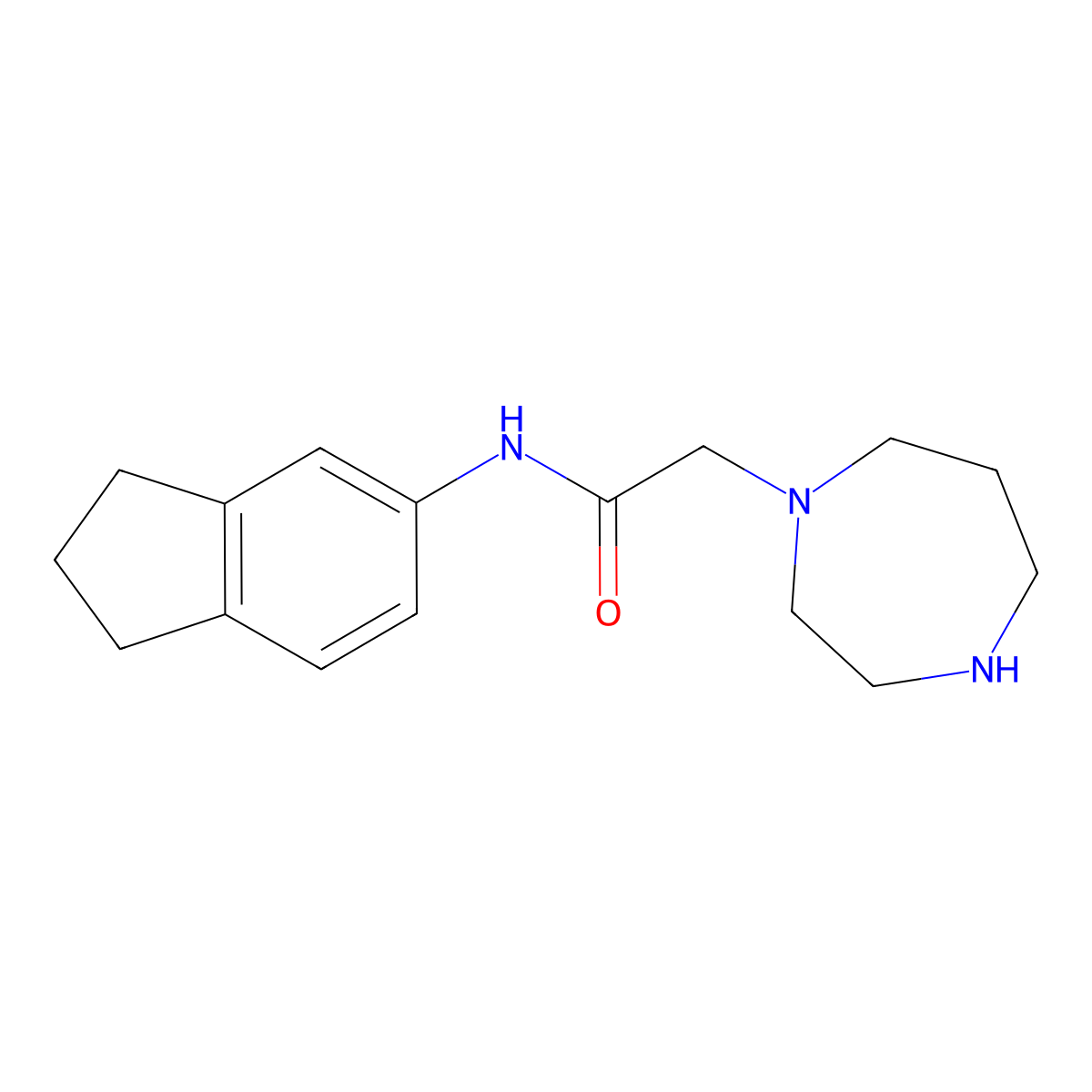 2-(1,4-diazepan-1-yl)-N-(2,3-dihydro-1H-inden-5-yl)acetamide molecular structure, CAS 1097813-82-5