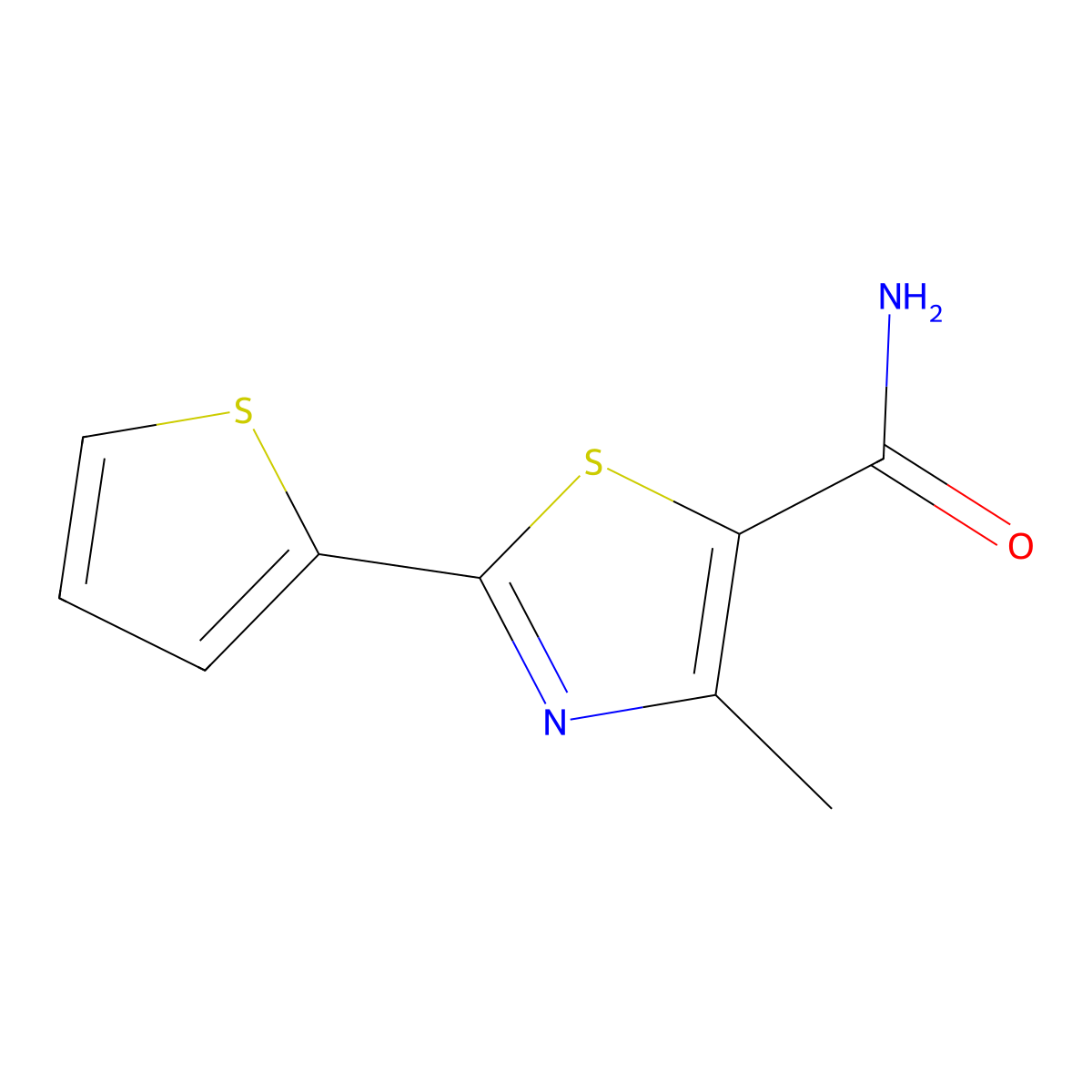 4-Methyl-2-(thiophen-2-yl)thiazole-5-carboxamide molecular structure, CAS 1097815-09-2