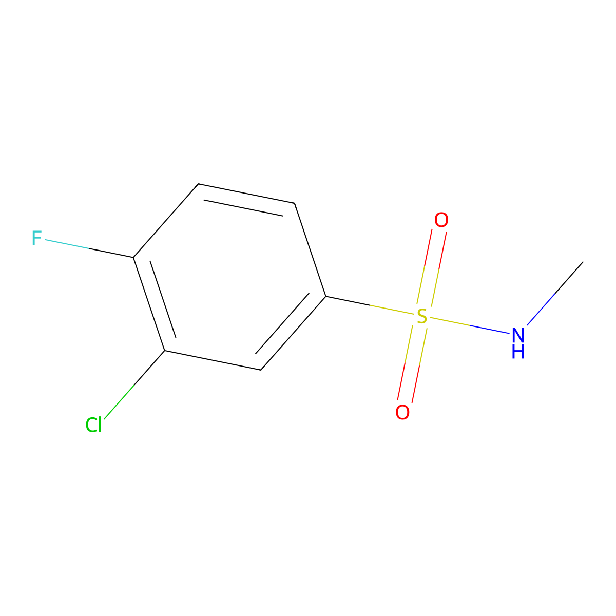 3-chloro-4-fluoro-N-methylbenzenesulfonamide molecular structure, CAS 1097815-41-2