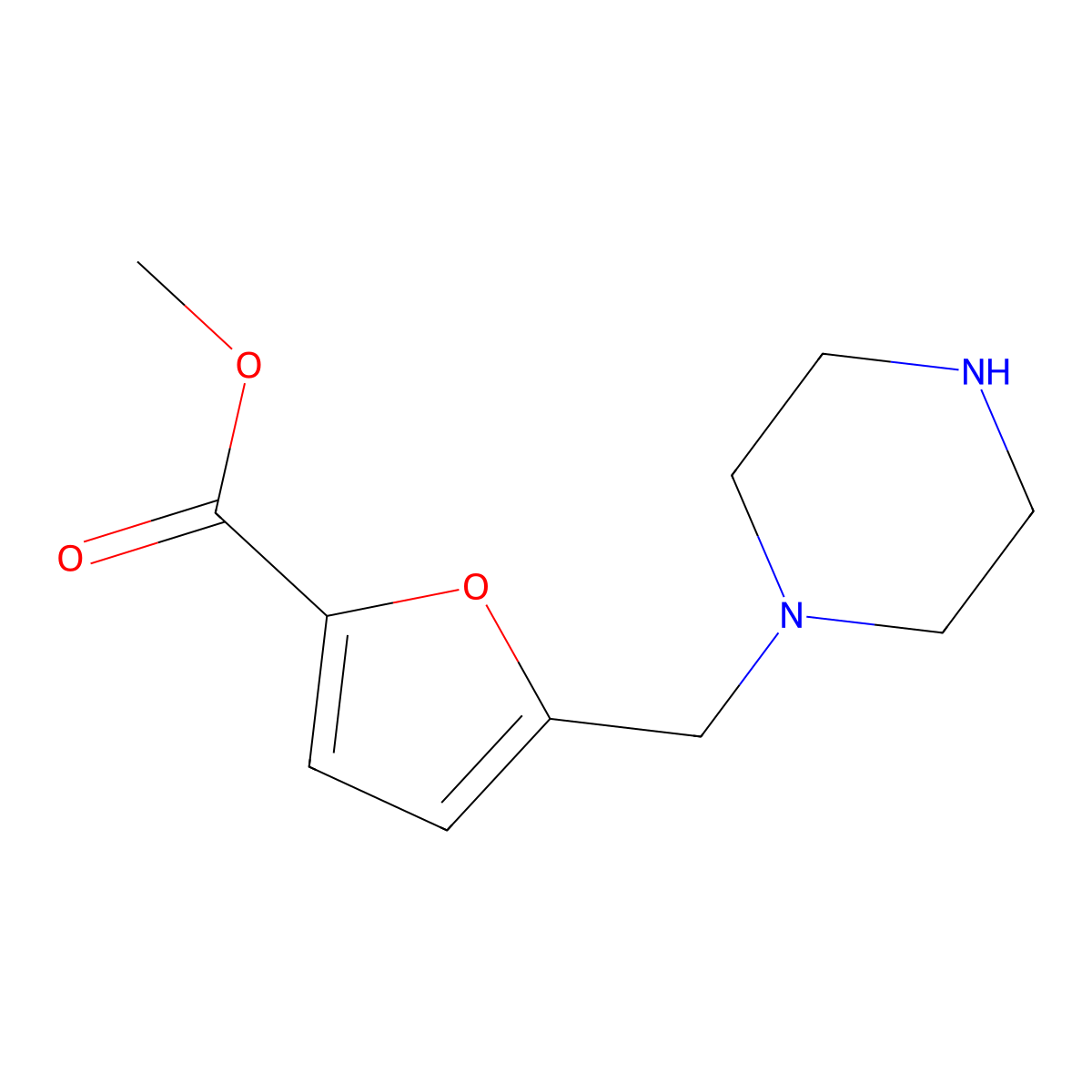 Methyl 5-(piperazin-1-ylmethyl)furan-2-carboxylate molecular structure, CAS 1097816-19-7